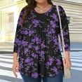 thumbnail image 4 of successthop Floral Blouses for Women Plus Size 3/4 Sleeve Tunic Top Crewneck Curved Hem Shirt Print Tops Loungewear, 4 of 7