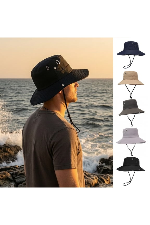 Extra Wide Brim Sun Hat for Men Women, Quick Dry Bucket Cap with Breathable Vents, Adjustable Wind Cord Snap Flip Brim for Fishing Hiking Travel