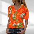 thumbnail image 2 of ZMHEGW Women's Funky Hawaiian Shirt Blouse Frontpocket Leaves Flowers Palm Print Top, 2 of 6