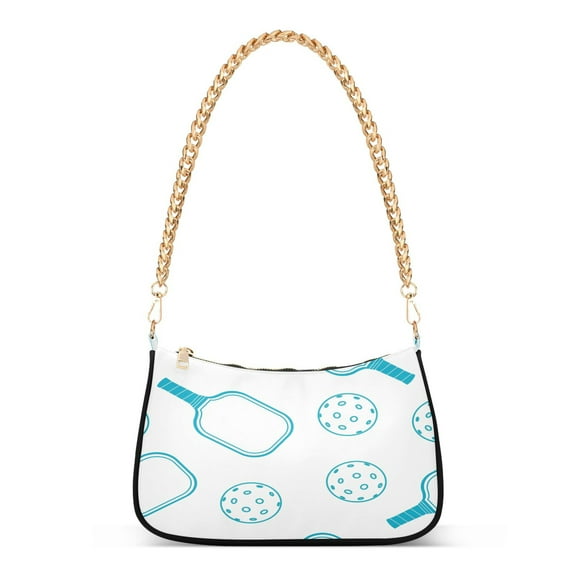 Ryvnso Pickleball Blue Womens Chain Shoulder Bag Tote Handbags Clutch Hobo Purse with Zipper for Travel