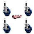 thumbnail image 2 of 5 Inch Solid Poly Swivel 1 Inch Expanding Stem Caster Set with Brake SCC, 2 of 2
