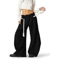 thumbnail image 3 of Casual Wide Leg Pants for Women Baggy Barrel Sweatpants Elastic Waist Lantern Trouser Pants, 3 of 7