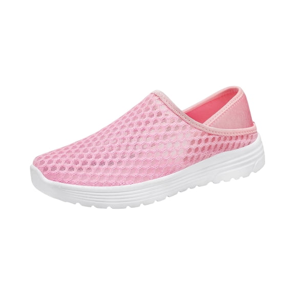 Domuza Orthopedic Dress Shoes for Women Arch Support Slip on Non Slip Nurse Shoes Breathable Mesh Stretch Volleyball Shoes Soft 2026 Foam Shoes Light pink 8.5（EU-41）