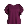 thumbnail image 5 of Terra & Sky Women's Plus Size Eyelet Flutter Sleeve Top, 5 of 5