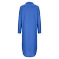 thumbnail image 5 of BUWTTER Womens Dresses Casual Summer Linen Shirt Long Sleeve Open Front Tunic Cover Up Loose Fit Maxi with Pockets Blue Dress S, 5 of 5