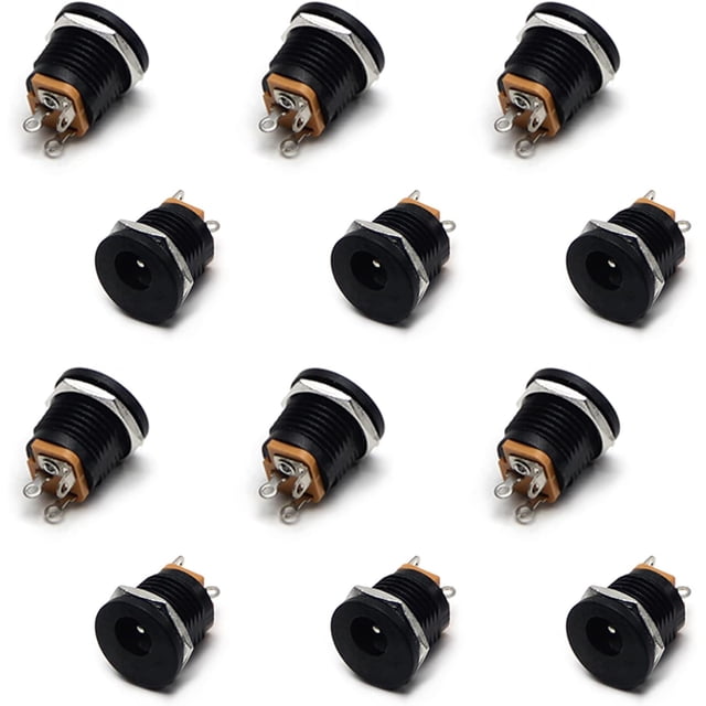 HUGFEGWE 20Pcs 5.5mmx2.1mm 3 Pin Female DC Power Jack Socket Female Panel Mount Connector CJB91-112453