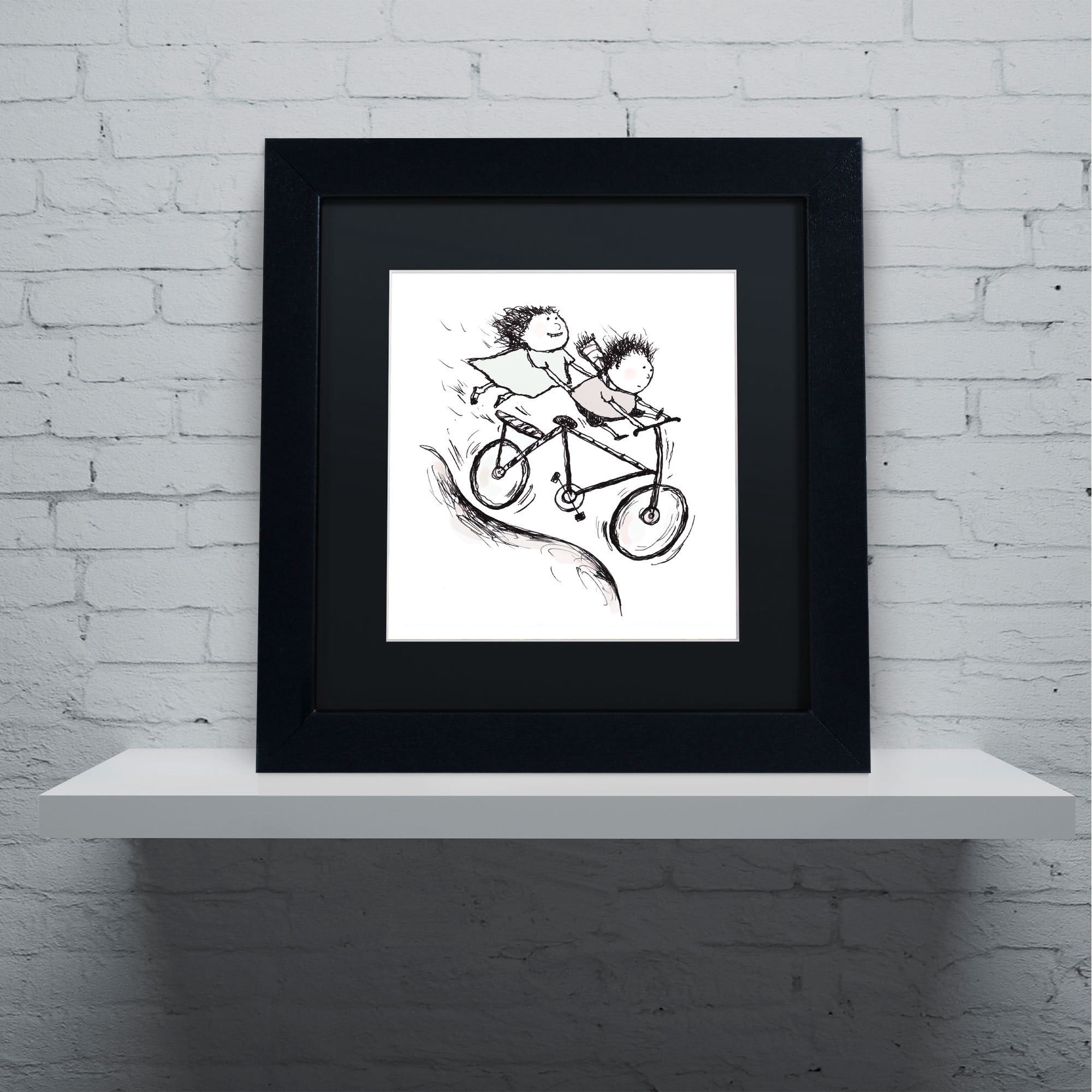 Carla Martell 'Bike Kids' Black Matted Framed Art