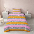 thumbnail image 2 of Homewish Geometric Stripe Twin Duvet Cover, Pink Orange Gray Twin Bedding, Pink Reversible, 2 Piece 1 Duvet Cover and 1 Pillowcase, 2 of 5