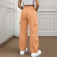 thumbnail image 6 of Kilaqueen Solid Color Womens Cargo Pants Casual Trendy Elastic Waisted Wide Leg Work Lounge Pants with Pockets Drawstring Baggy Hiking Pants, 6 of 9