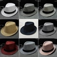 thumbnail image 3 of Foldable New Classic Straw Fedora Hat Mens Women Wide Brim Panama Hat Summer Dress Hat, 3 of 5