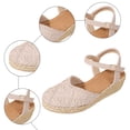 thumbnail image 6 of Espadrilles for Women Woven Closed Toe Wedge Sandals Vintage Footbed Ankle Strap Slingback Heels Breathable Summer Dress Shoes Pink Size 6.5, 6 of 6
