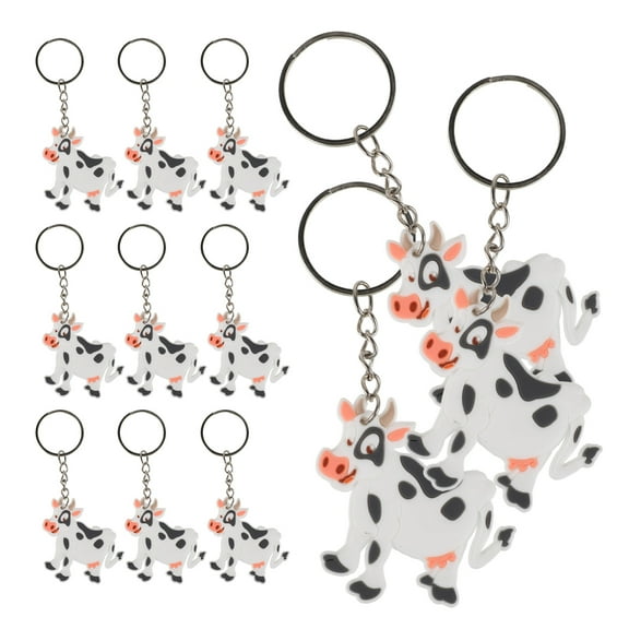 OUNONA 12Pcs Cow Key Chain Cartoon Animal Key Ring Bag Key Pendant Purse Hanging Ornament