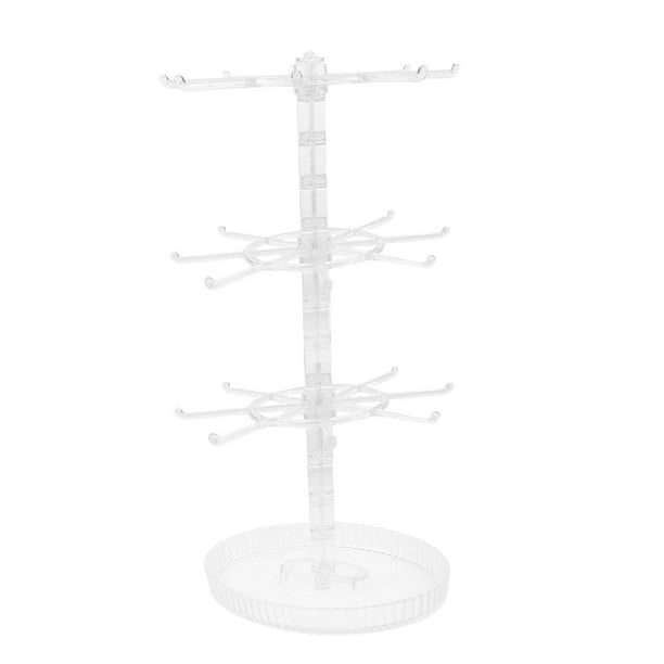 Soporte giratorio para joyas, torre para pendientes, organizador de joyas de gran capacidad 3 niveles claros
