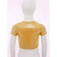 thumbnail image 3 of inlzdz Girls Metallic Shiny Hip Hop Jazz Dance Crop Top Performance Glitter T-Shirt Disco Party Dancewear Gold 150, 3 of 7