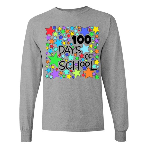 Inktastic 100 Days of School Colorful Stars Long Sleeve T-Shirt