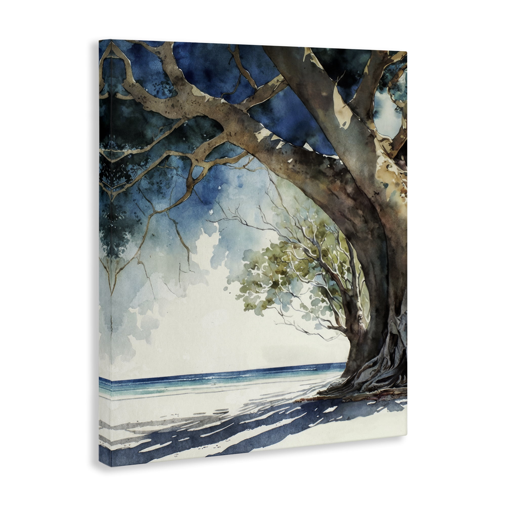 Stupell Industries Looming Tree on Coast Landscape & Nature Painting Wrapped Canvas Art Print Wall Art, 30 x 40