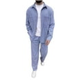 thumbnail image 3 of YOIAVAIOY Men Corduroy Set Solid Long Sleeve Shacket and Pants Tracksuit Matching Sets Fall Winter Casual Outfits Purple S, 3 of 7