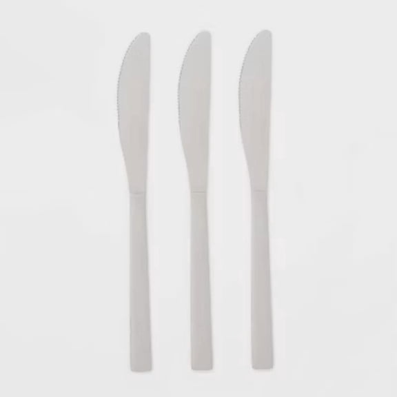3pc Knife Set - Room Essentials: Stainless Steel Dinner Knives, Dishwasher-Safe, Silver, Service for 3