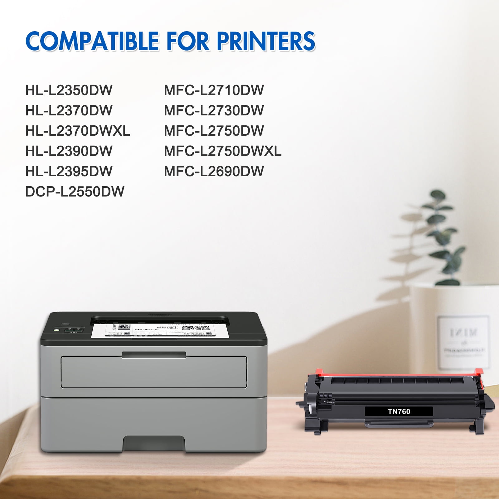 TN760 TN730 Toner Cartridge Compatible for Brother TN-760 TN760 TN 730 DCP-L2550DW HL-L2350DW HL-L2395DW HL-L2390DW HL-L2370DW MFC-L2690DW MFC-L2717D MFC-L2750DW Printer Ink (Black, 3-Pack)