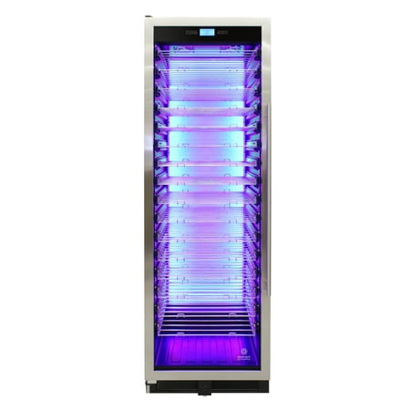 Vinotemp - 141-Bottle Single Zone Wine Cooler with Backlit Panel and Left Hinge - Silver