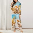 thumbnail image 2 of Kdxio Beach Starfish Shell Women's Pajama Sets Long Sleeve Button Down Sleepwear Nightwear Soft Pjs Lounge Sets-Medium, 2 of 7