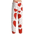 thumbnail image 6 of Fgvctg Mens Valentine's Day Pajamas Lover Sleepwear Wide Leg Pajama Heart Print High Waisted Pjs Pants Oversized Spring Drawstring Lounge Pants with Pockets Vermilion L, 6 of 6