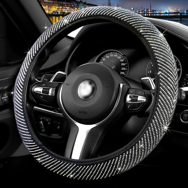 Universal Car Steering Wheel Cover Elastic Full Diamond Protection Breathable -
