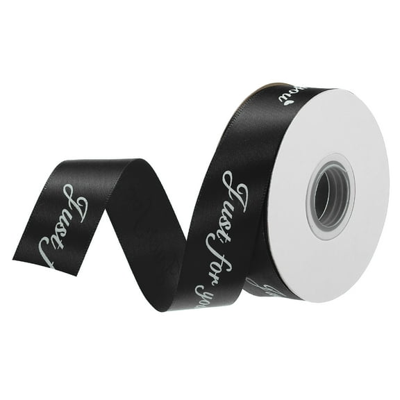 1 Inch 25 Yard Wide Satin Ribbon Grosgrain Valentine Wedding Ribbon, Just for You, Black
