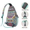 thumbnail image 2 of Hippie Tribal Style Sling Backpack Lightweight Crossbody Bag for Travel, Vintage Ink Pattern Shoulder Daypack, 2 of 6
