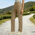 thumbnail image 6 of Inleife Women Solid Straight Leg Cargo Pants Zipper Button Closure Multi Pocket Outdoor Casual Utility Long Trousers, 6 of 6