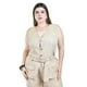 thumbnail image 4 of Set sin mangas con cinto Roman Fashion /Tallas Extras, 4135 (Beige) beige 38, 4 of 6