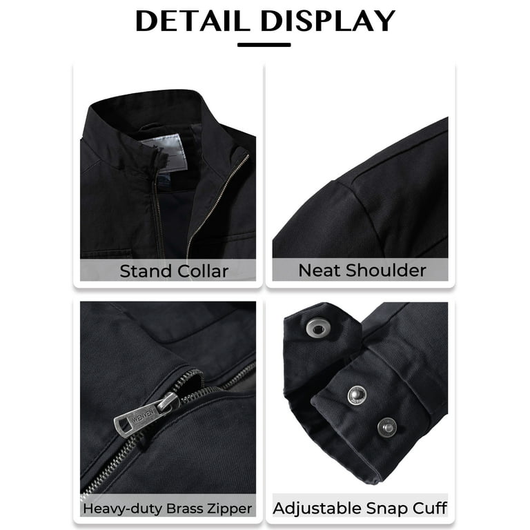 Wenven men's stand shop collar lightweight military jacket