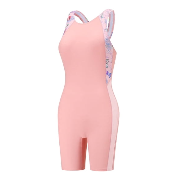 Shadoumai Girls One Piece Swimsuit Age 10-12 Front Criss Cross Girls Swimwear Tankini Quick Dry Tropical Print Girls Dress Up Clothes Modest Swimwear with Cover Up Adjustable Straps
