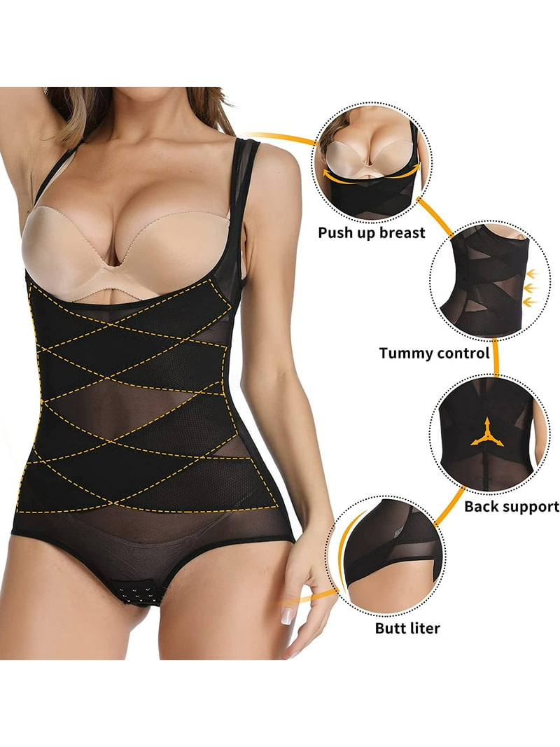 Weygur Women's Shapewear Bodysuit - Tummy Control Full Body Shaper With Criss Cross Back