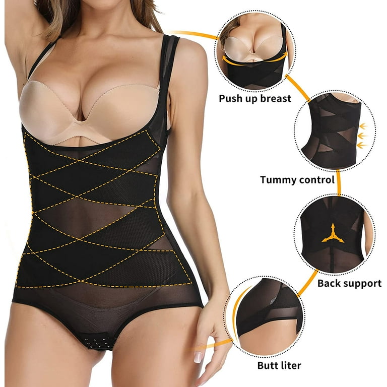 Shapewear For Women Tummy Control Corset Conjoined Lace Underwear Bra Body  Body Open Back Clear Shoulder Strap Gathering Corset 