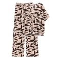 thumbnail image 3 of MINTREUS Lounge Sets for Women Knit Short Sleeve V-neck Tops and Long Pants Soft Comfy Pajamas Set Oversized 2 Piece Outfits, 3 of 8