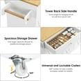thumbnail image 7 of Homfa Kitchen Island with Storage, 27.6" W Wood Kitchen Island Cart with Drop Leaf, White Rolling Cart with Lockable Wheels, 7 of 7