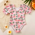 thumbnail image 6 of Penkiiy Girls One Piece Swimsuits Bathing Suits for Toddler Kids Cute Ruffle Swimwear Little Floral 9-10 Years Pink, 6 of 9