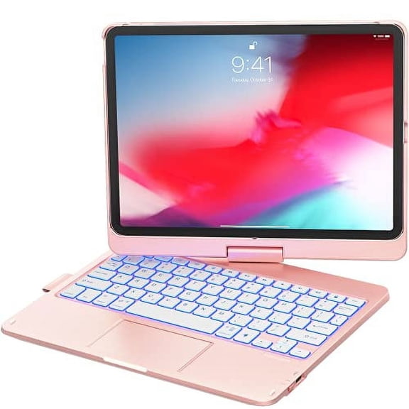 Open Box CHESONA 11" Rotate Keyboard Tablet Case with Smart Touchpad, Rose Gold
