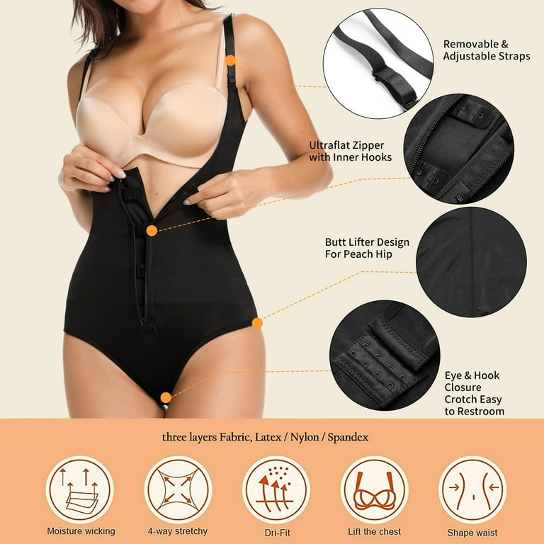 COMFREE Shapewear for Women Tummy Control Fajas Colombianas Body Shaper  Zipper Open Bust Bodysuit Girdle Corset Waist Trainer