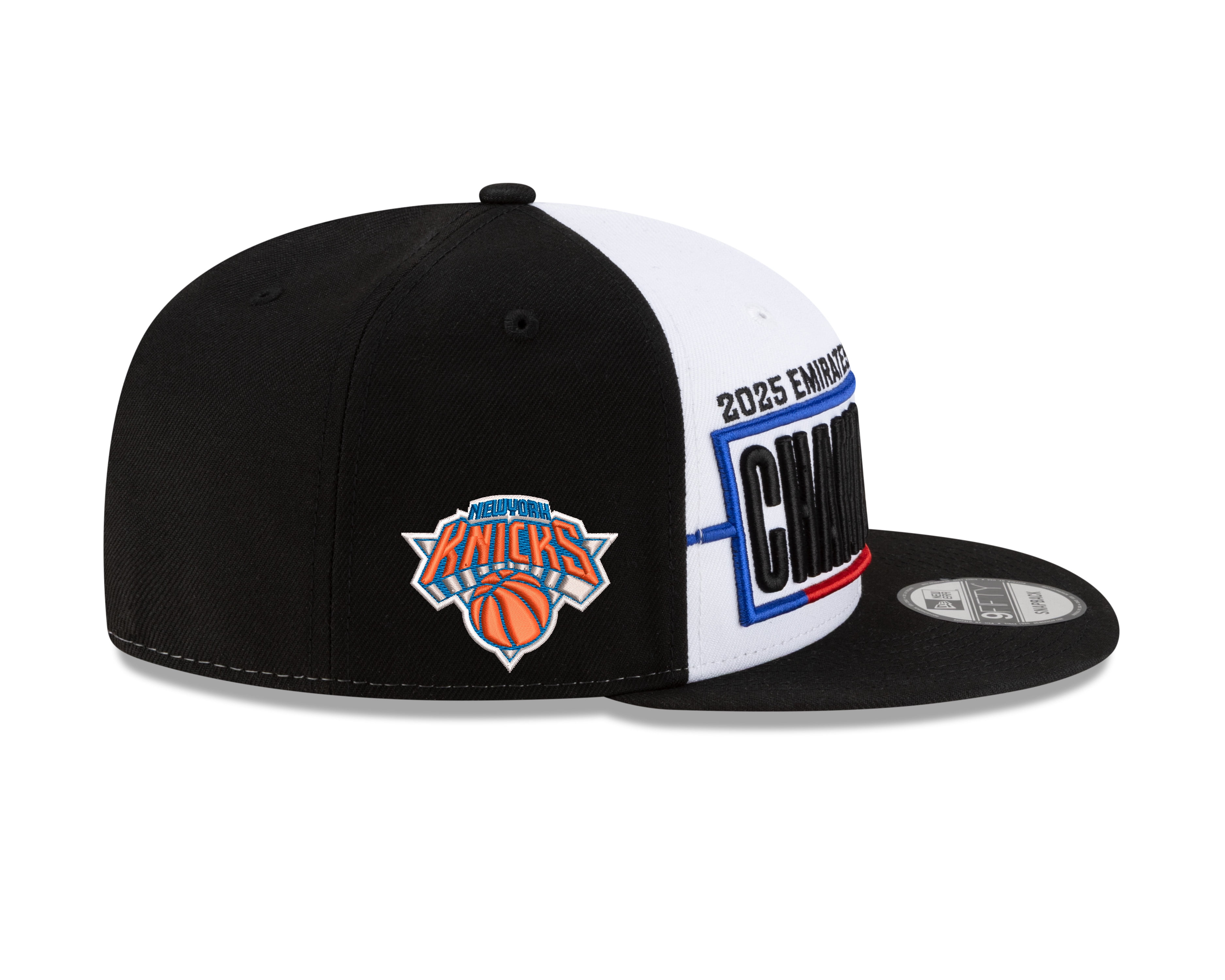 Men's New Era White/Black New York Knicks 2025 NBA Cup Champions Locker Room 9FIFTY Snapback Hat