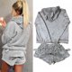 thumbnail image 3 of Gibobby Pijamas mujer calientitas Pijama Conjunto de ropa de dormir Poliéster Con capucha Manga larga Dormitorio Dama(Gris,CH), 3 of 4
