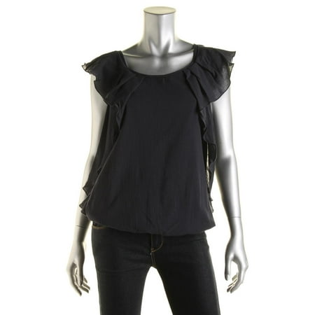 Cascade Sleeveless - Studio M Womens Cotton Cascade Ruffle Pullover Top