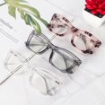 thumbnail image 4 of REAVEE 3 Pairs Oversized Square Reading Glasses with Case Oprah Style for Women, Blue Light Blocking Large Frame Computer Readers Spring Hinge Gray+Clear+Pink Tortoise, 4 of 4