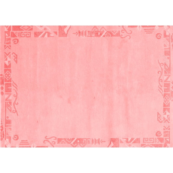 Ahgly Company Machine Washable Indoor Rectangle Solid Red Modern Area Rugs, 5' x 7'