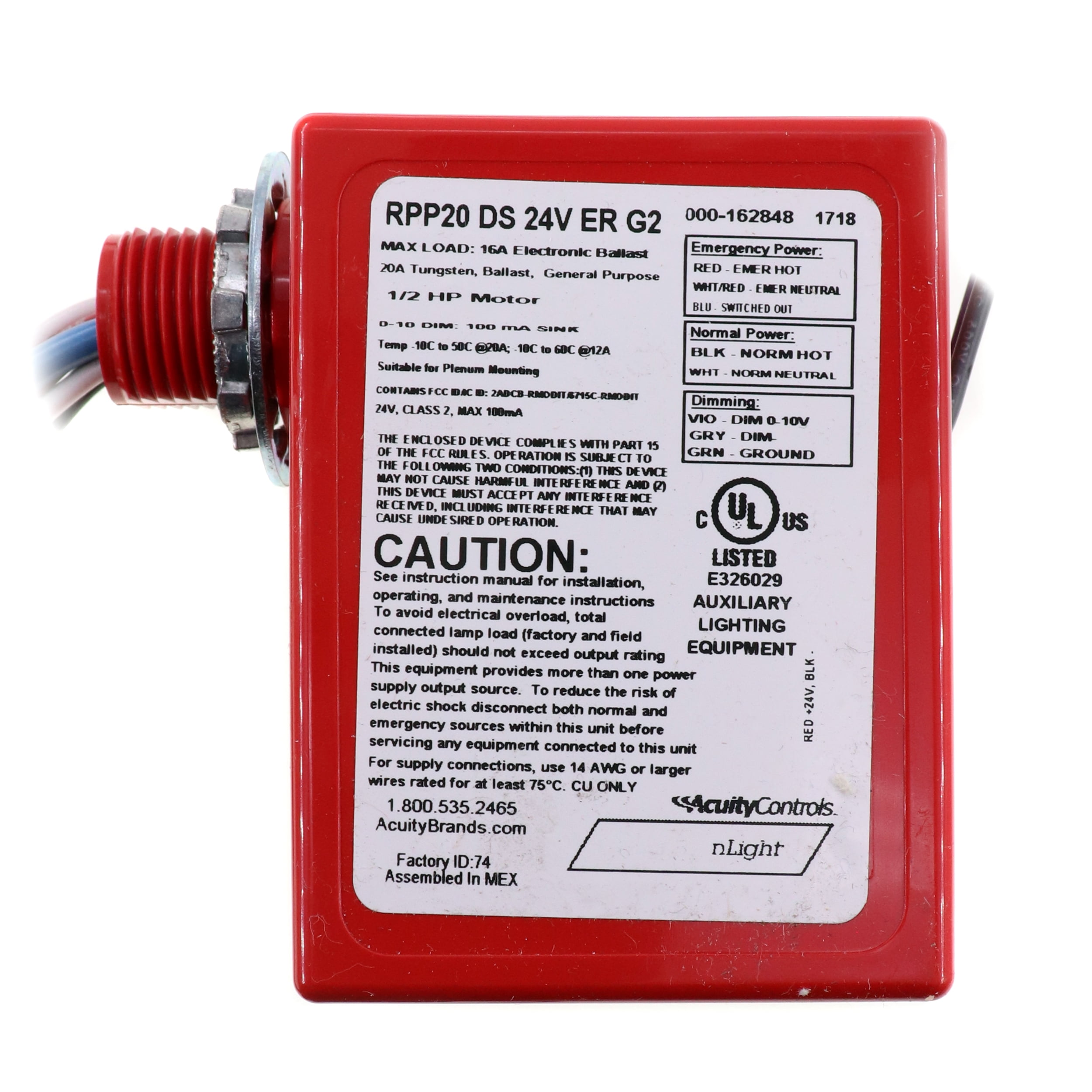 Sensor Switch RPP20DS24VERG2 nLight Emergency Dimming Power Pack
