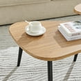 thumbnail image 3 of Aurora Asymmetrical Modern Oval Teardrop 2 Piece Semi-Nested Modular Coffee Table Set - Natural Brown/Black, 3 of 20
