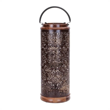 Melrose Punched Metal Candle Lantern - 19" - Brown