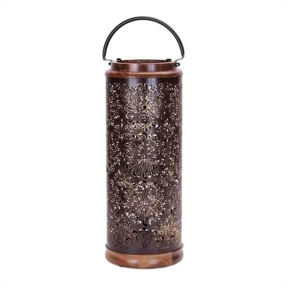 Melrose Punched Metal Candle Lantern - 19" - Brown