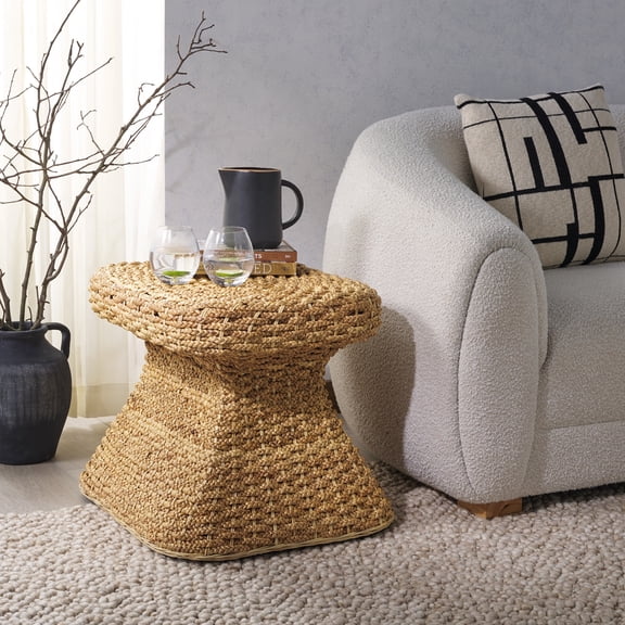 Safavieh Caprianna Coastal Rattan Pole Frame and Plywood End Table, Natural